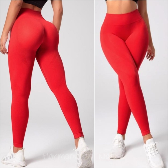 Velocity High Waist Sport Leggings - Red - Picture 1 of 5